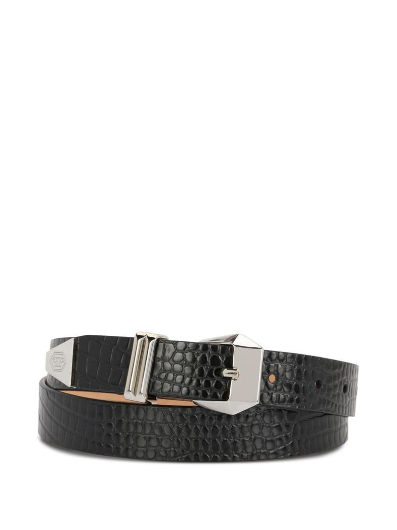 logo-detail buckle leather belt 1
