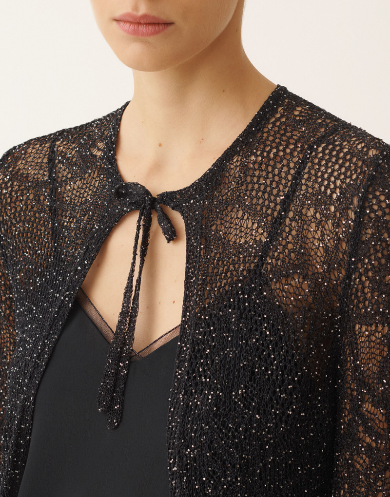 Long cardigan in midnight blue micro sequins 5