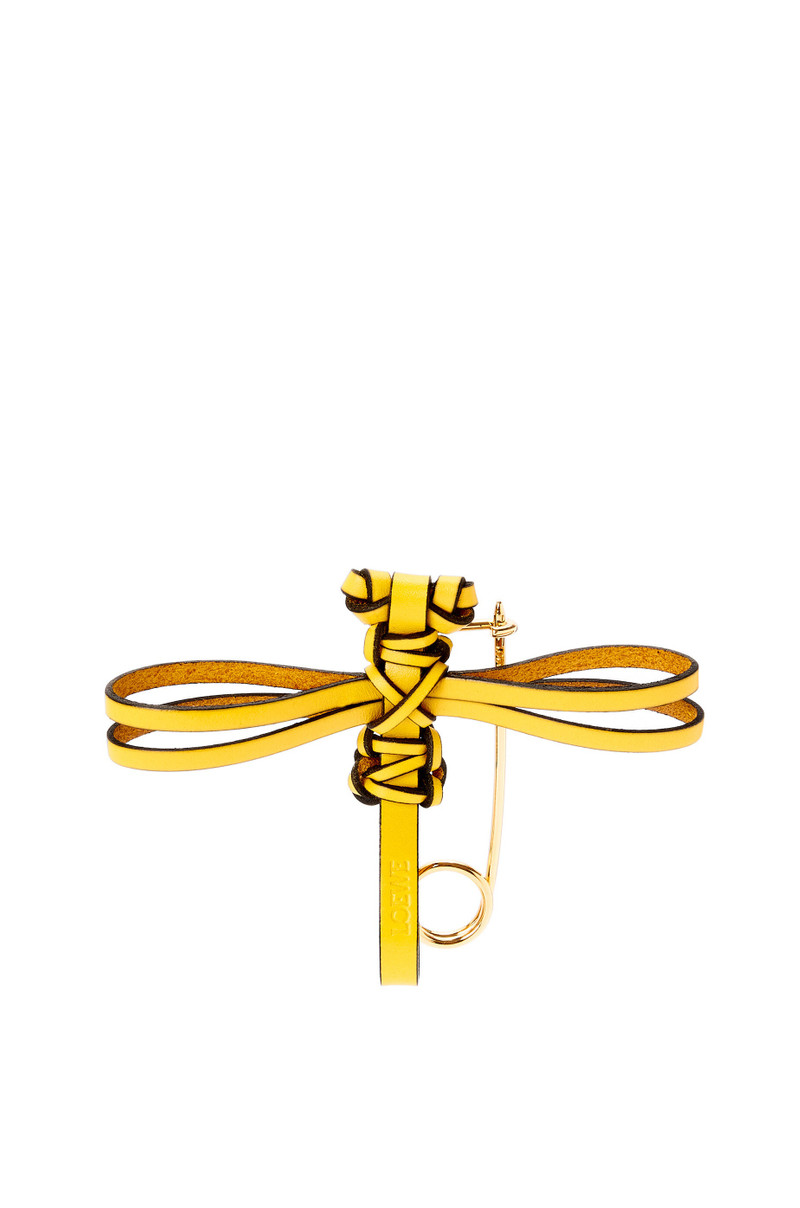 Dragonfly pin charm in calfskin and metal 1