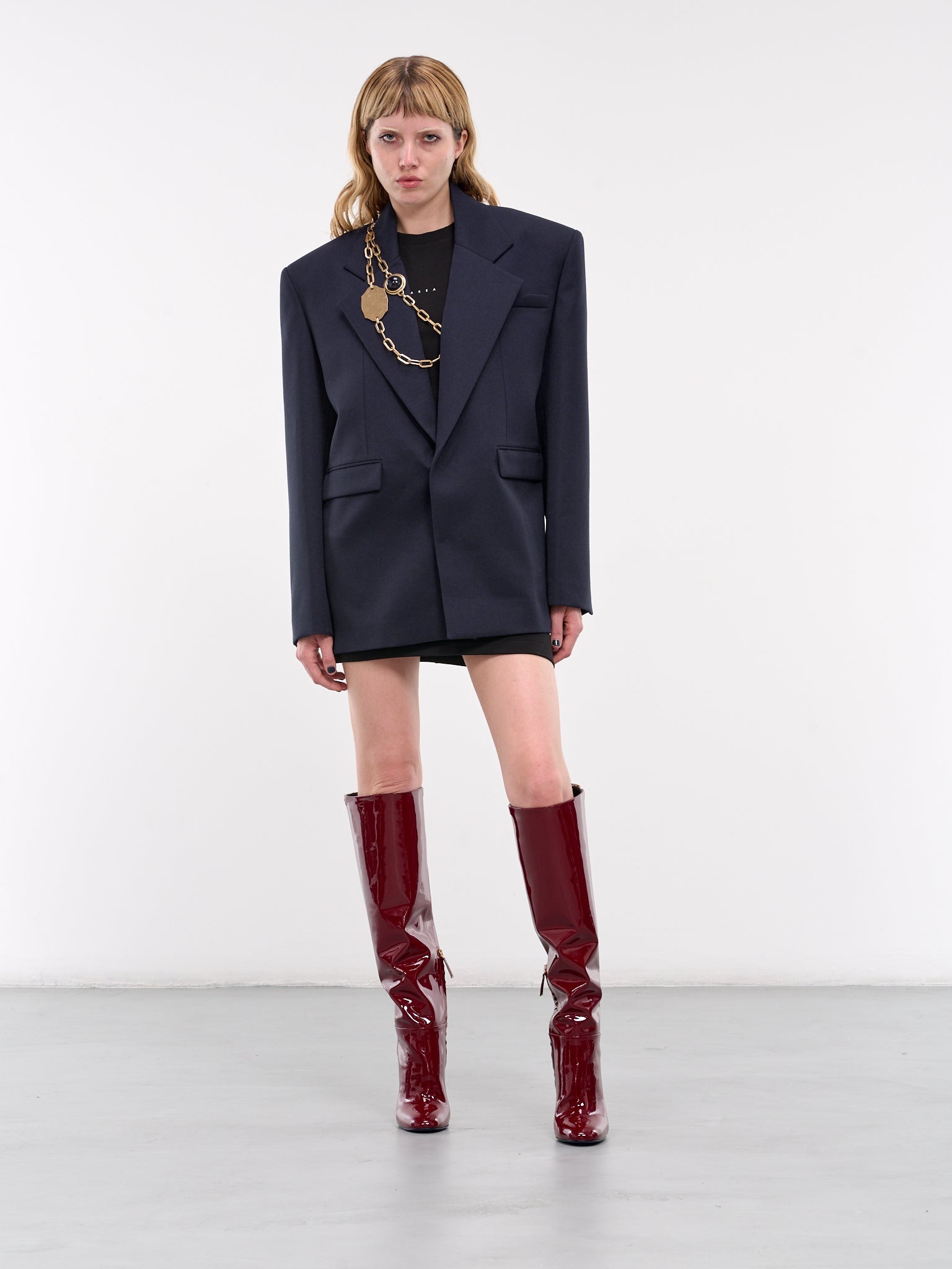 Patent Leather Knee High Boots - 7