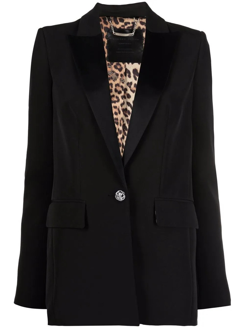 sequinned tiger single-breasted blazer 1