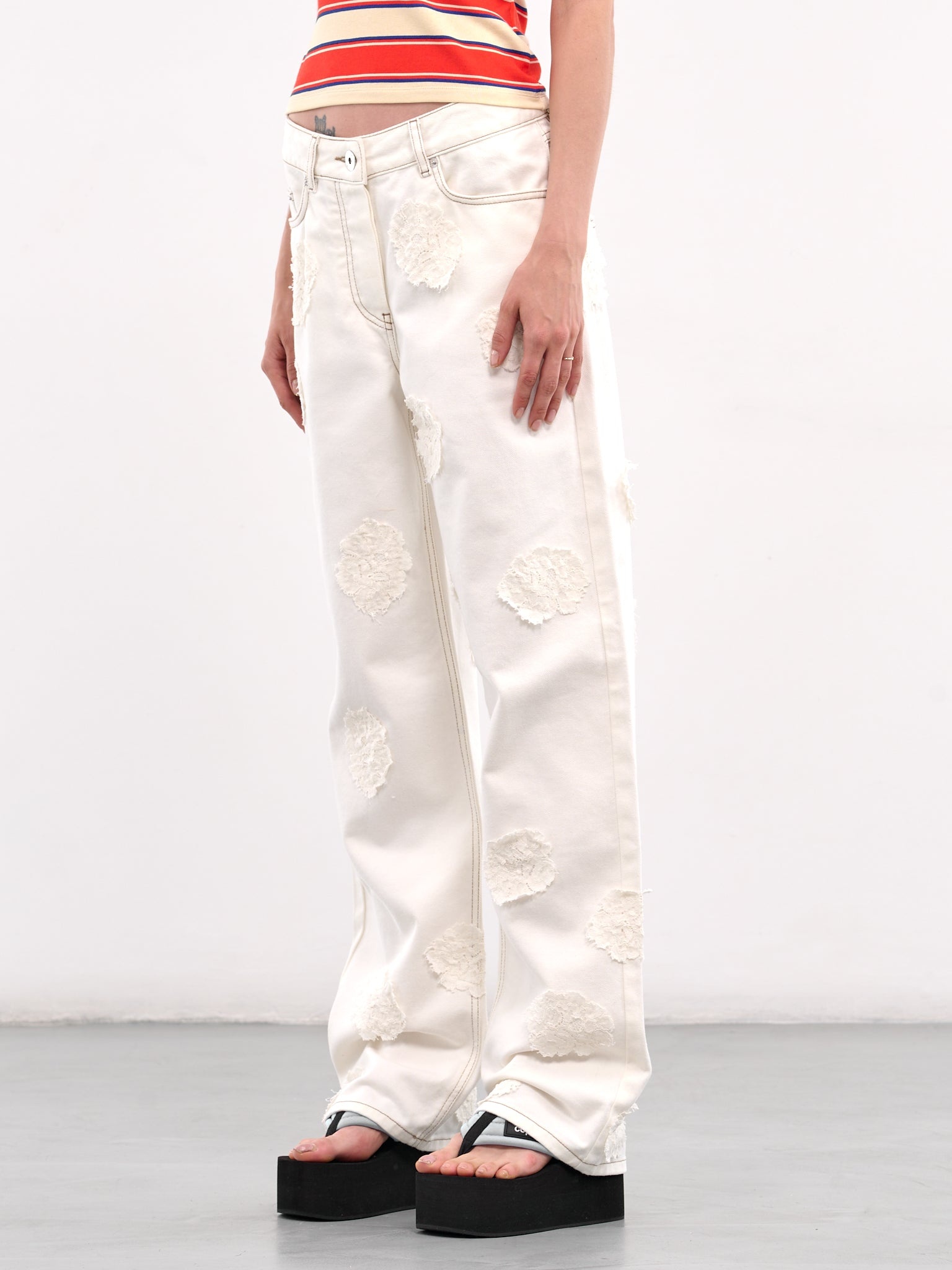 Lace Patch Jeans - 2