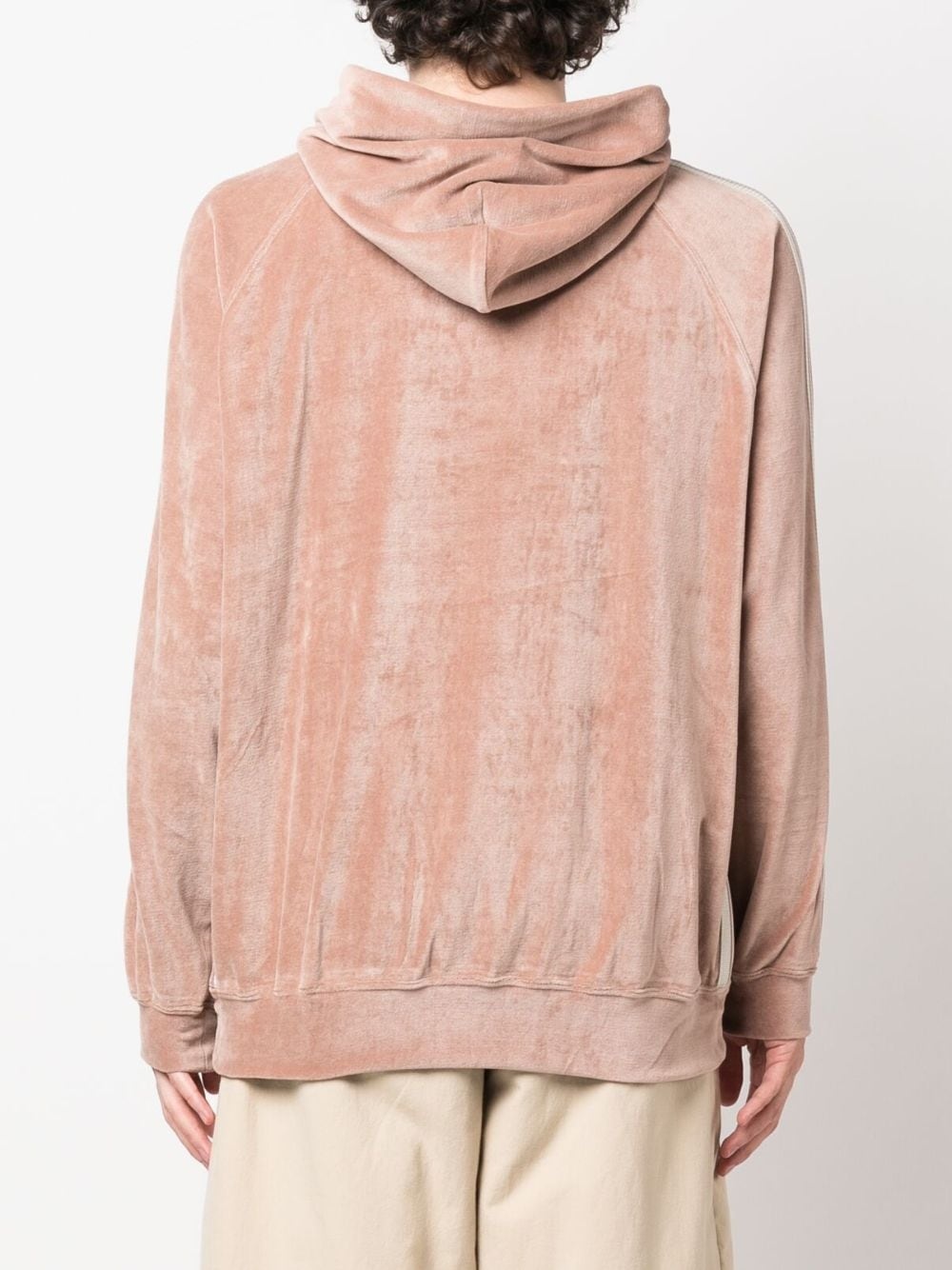 side-stripe velour hoodie - 4
