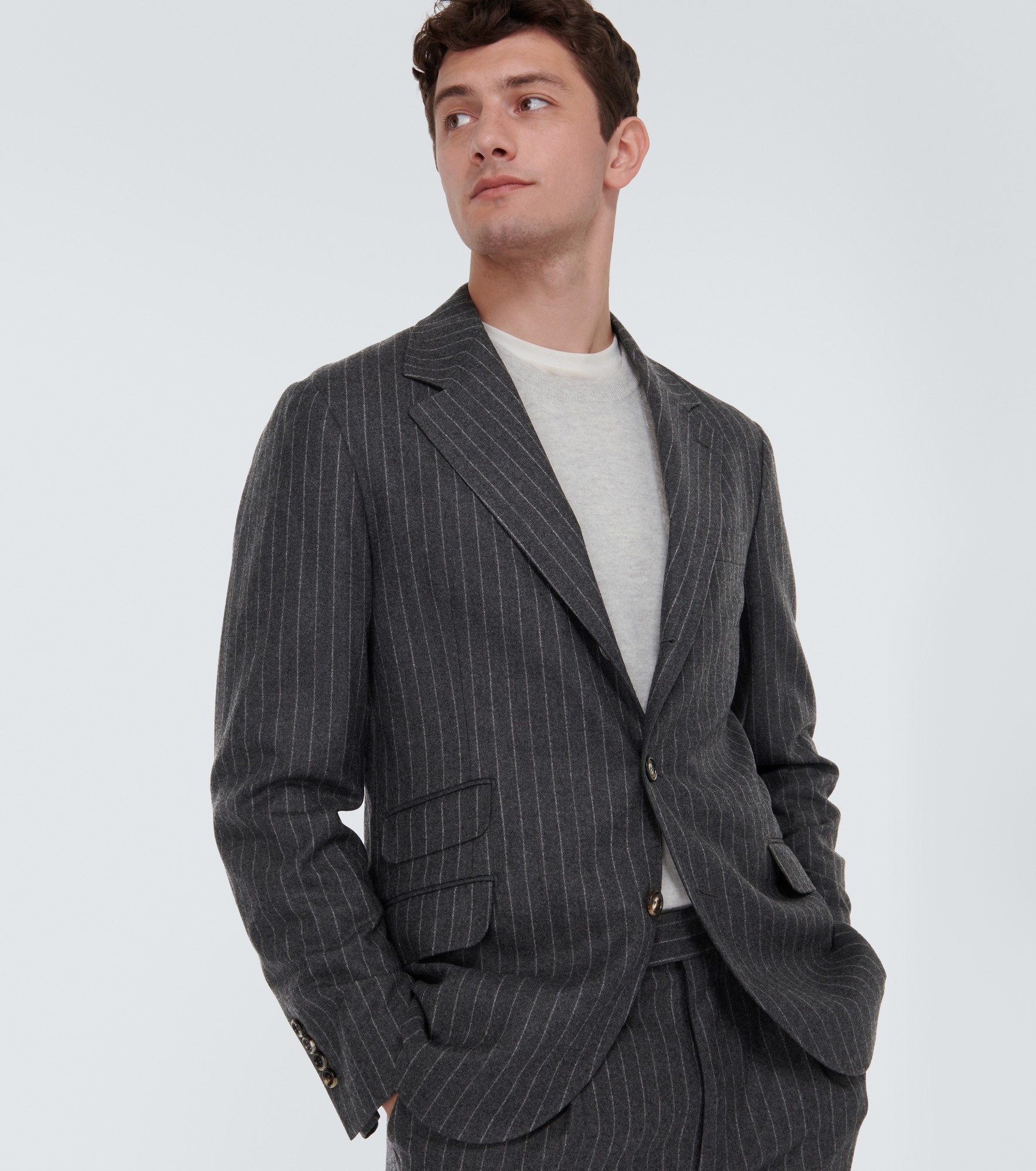 Striped virgin wool suit - 8