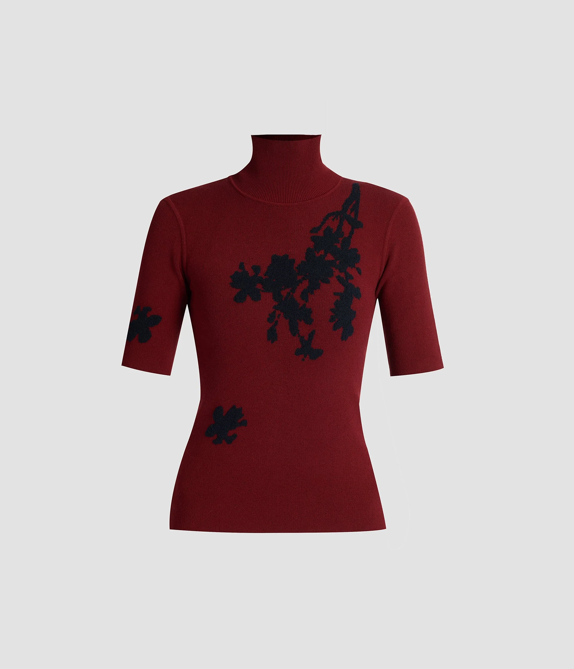 JACQUARD SHORT SLEEVE KNIT TOP - 1