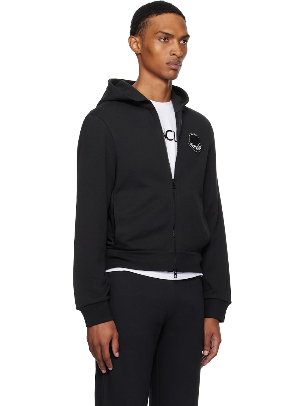 Black Logo Cotton Zip-Up Hoodie - 2