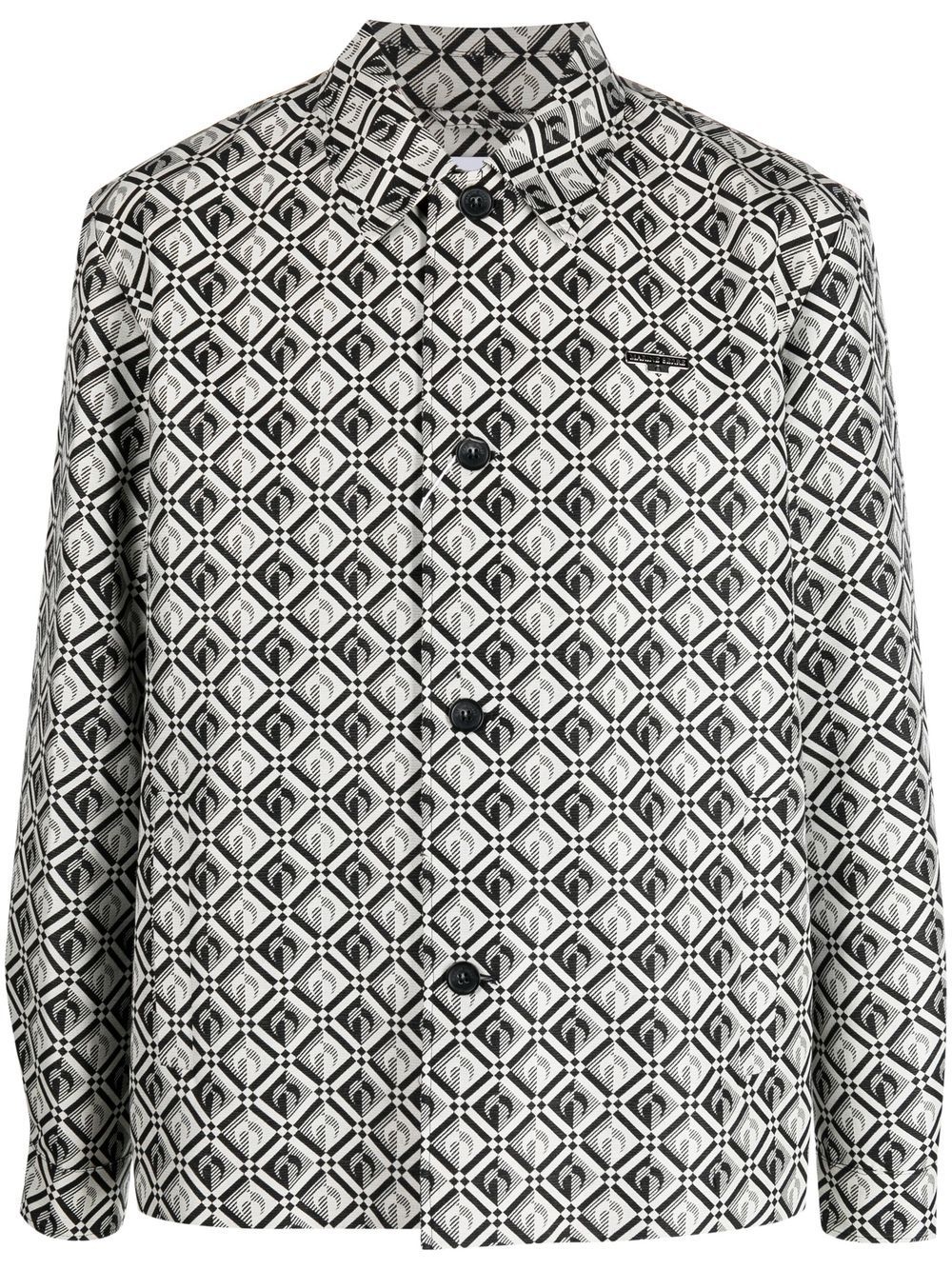 jacquard diamond-pattern long-sleeve shirt - 1