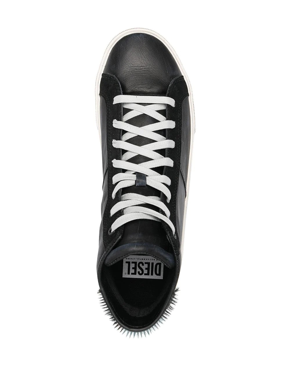 treated leather hi-top sneakers - 4