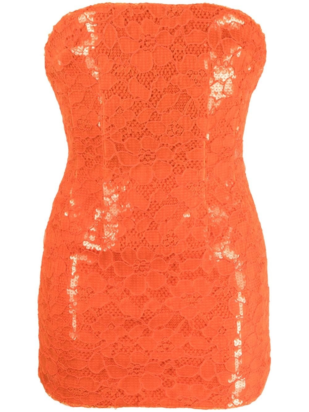 floral-lace strapless minidress - 1