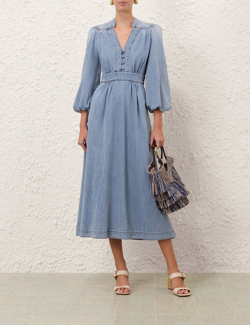 Zimmermann INDRA DENIM MIDI DRESS outlook