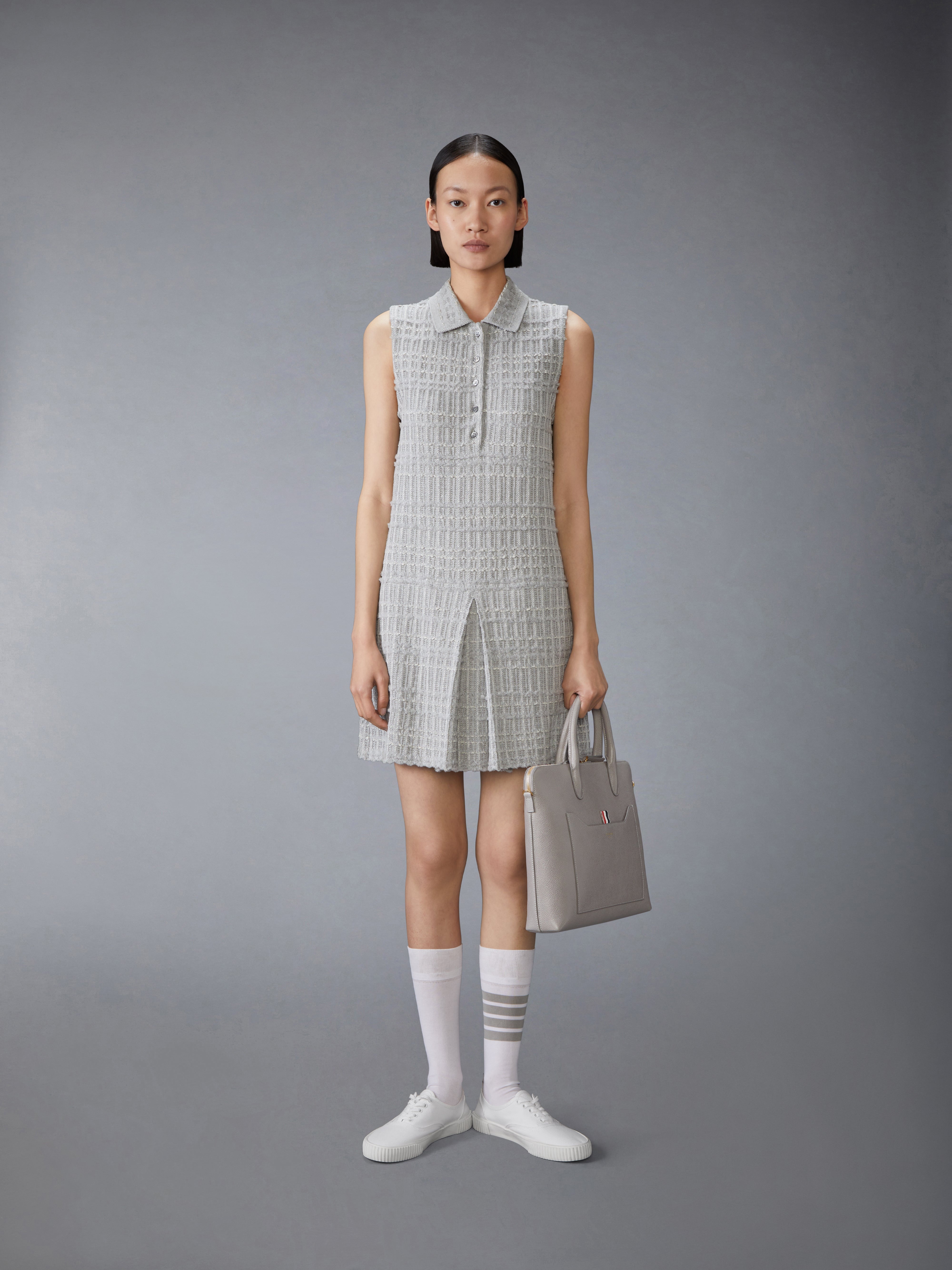 SEERSUCKER KNIT TWEED JACQUARD POLO MINI DRESS - 5