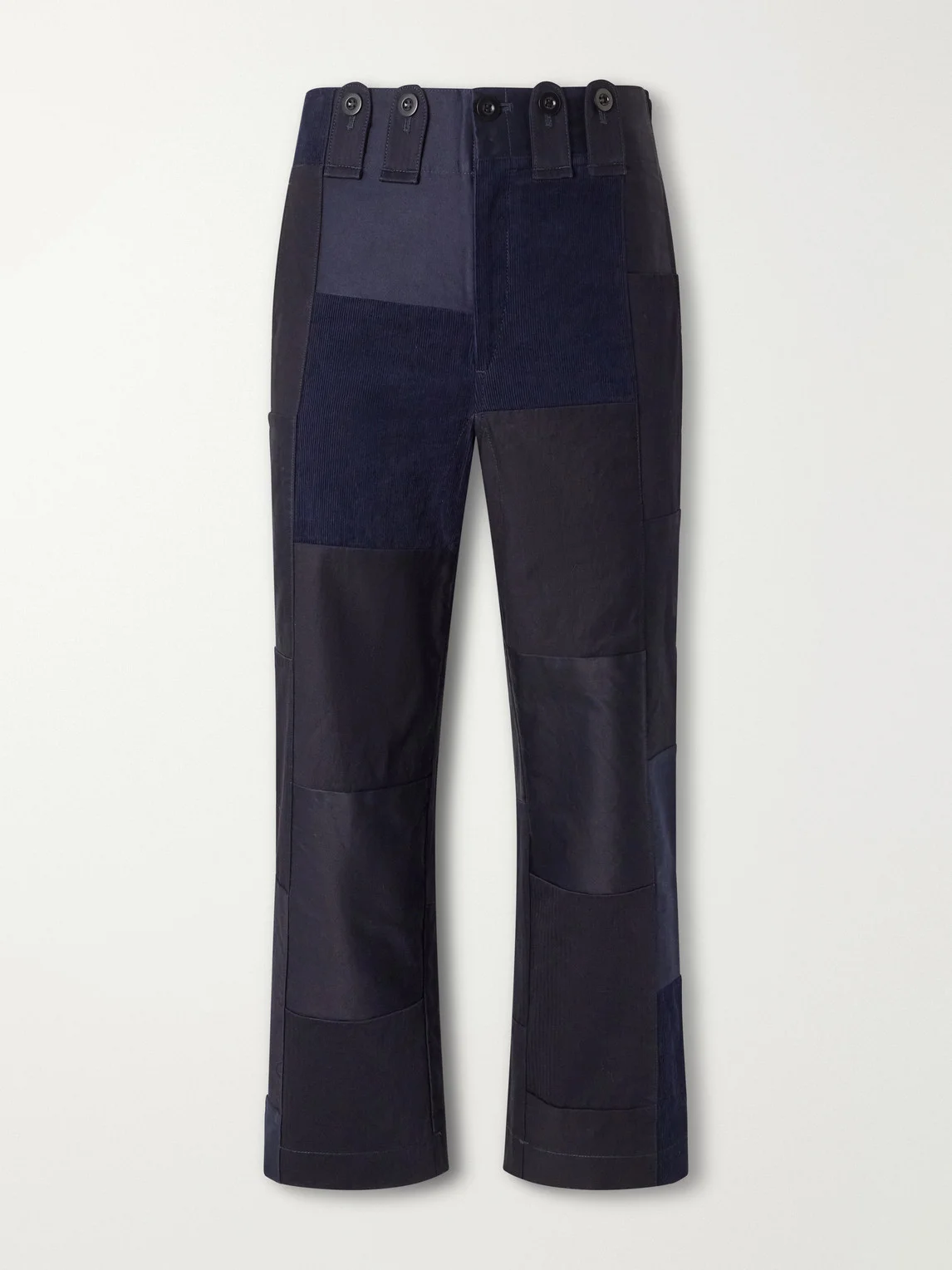 Patchwork Straight-Leg Paneled Cotton-Twill Trousers - 1