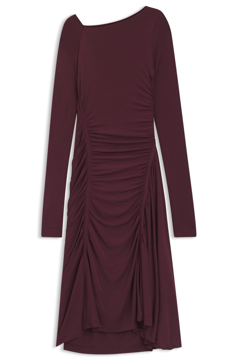 LONG-SLEEVED DRESS IN MATTE JERSEY WITH GATHERED DETAILS 1