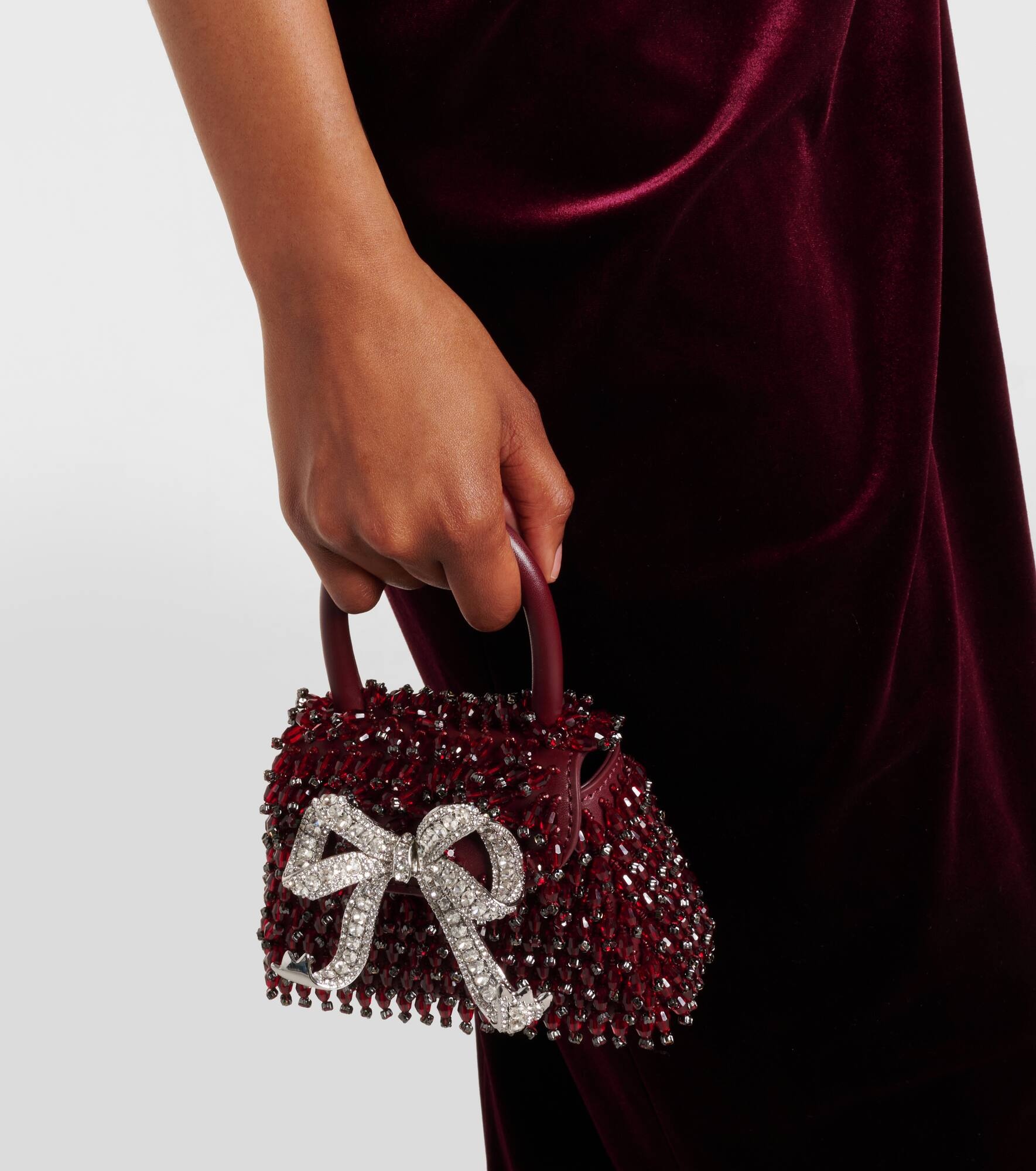 Bow Micro beaded leather tote bag - 2