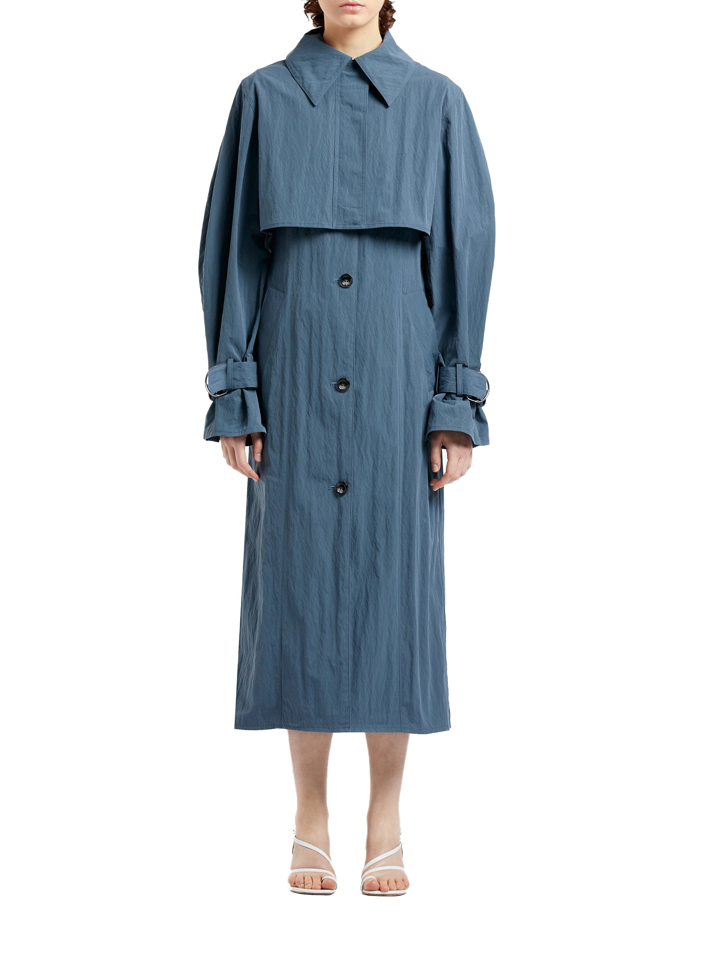 Washed Cotton Coat Navy - 1