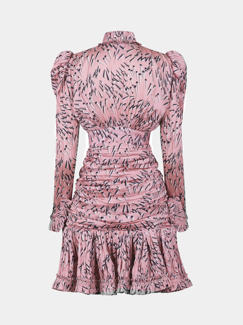 rabanne PLEATED PINK DRESS WITH PATTERNS outlook