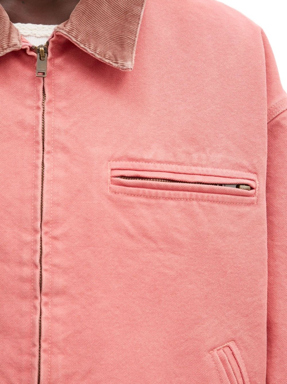 corduroy-collar zip-up jacket - 5