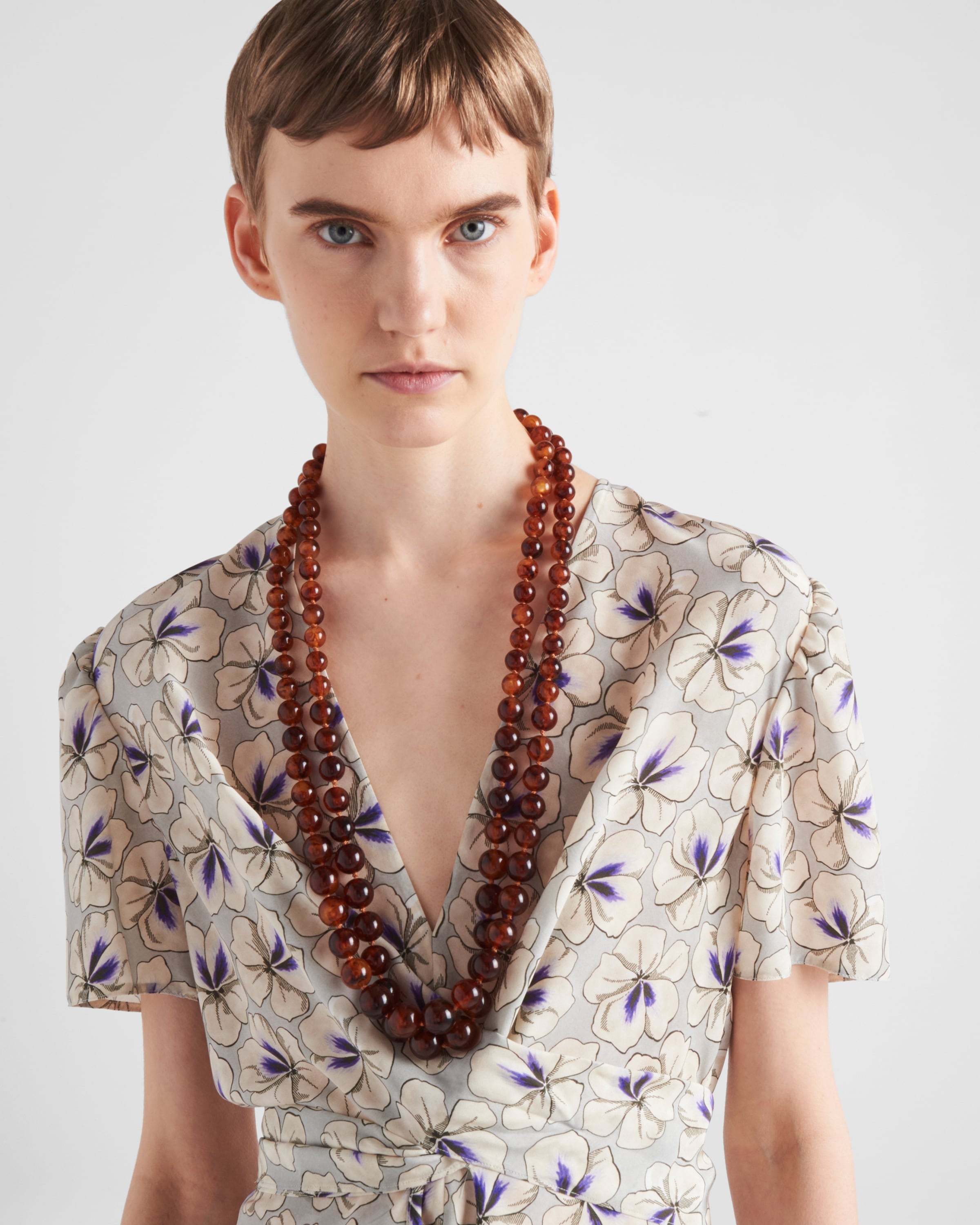 Printed pongee dress - 3