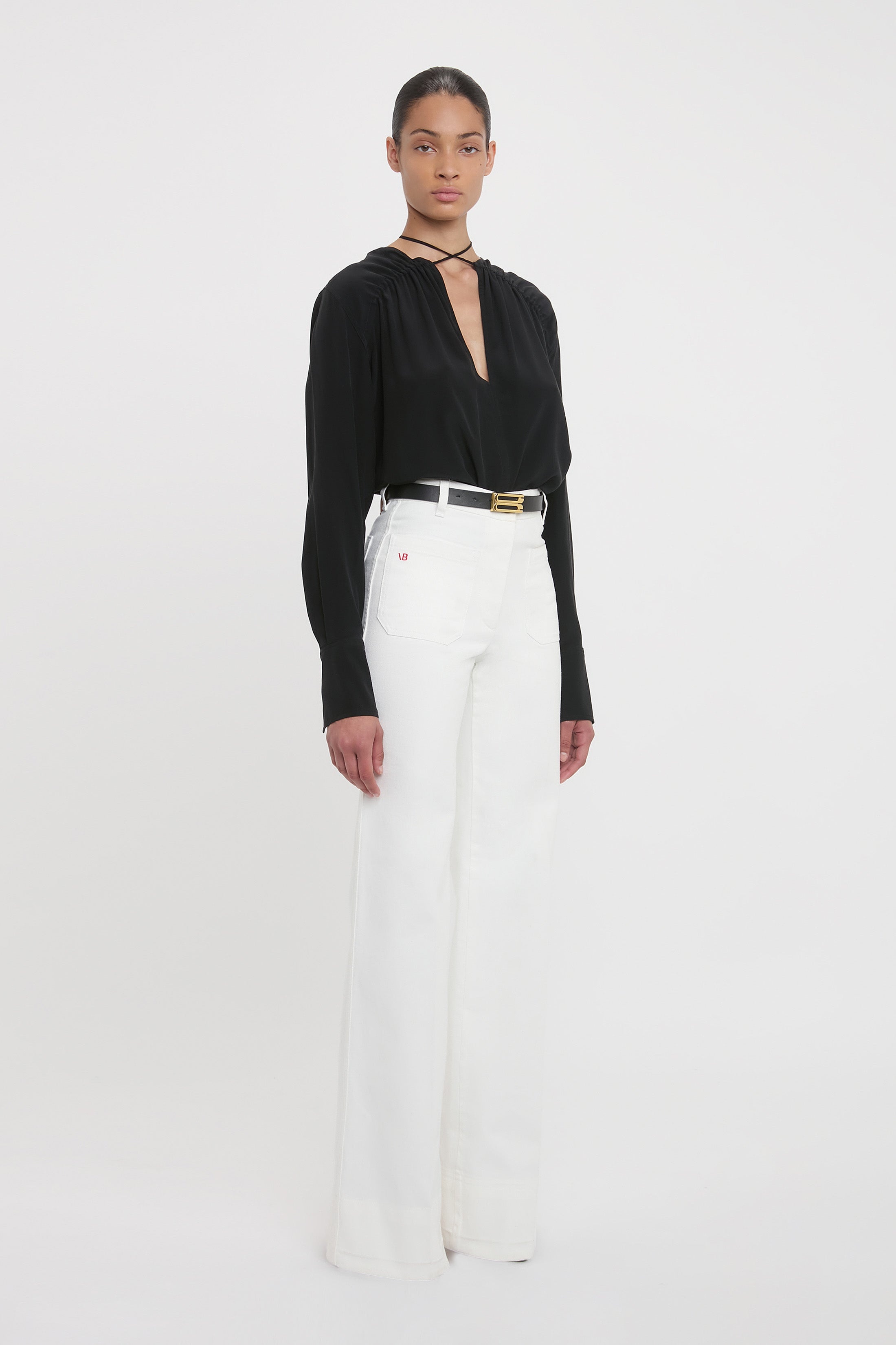 Alina High Waisted Jean In Washed White - 3