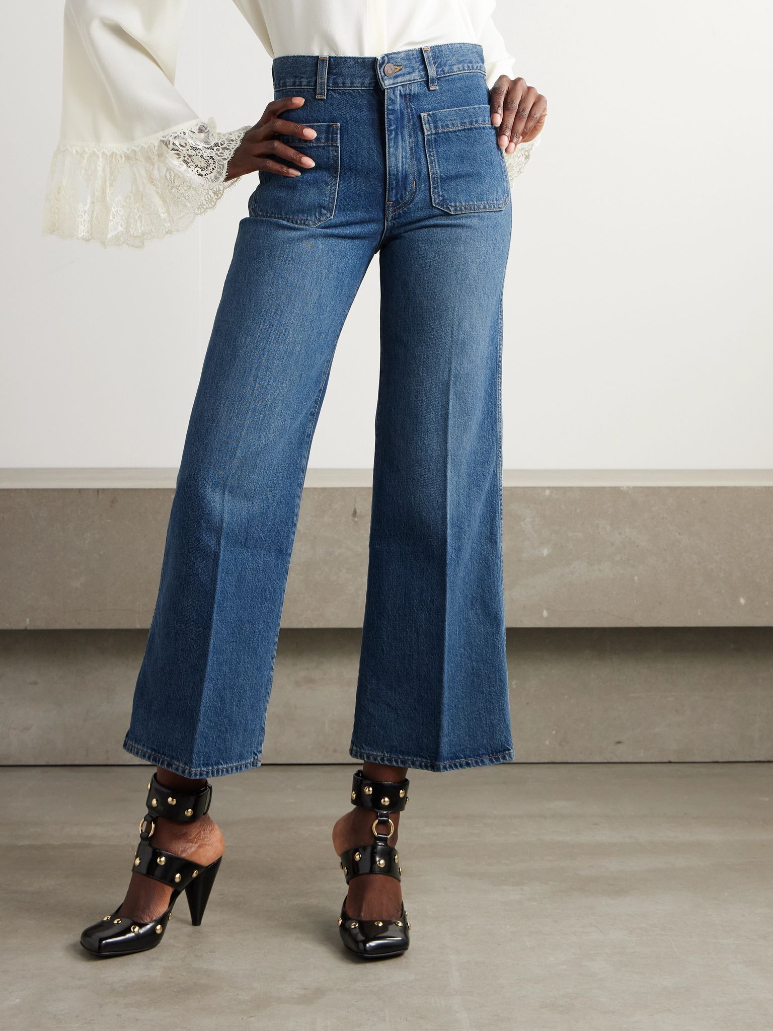 Cropped high-rise bootcut jeans Dark denim - 3