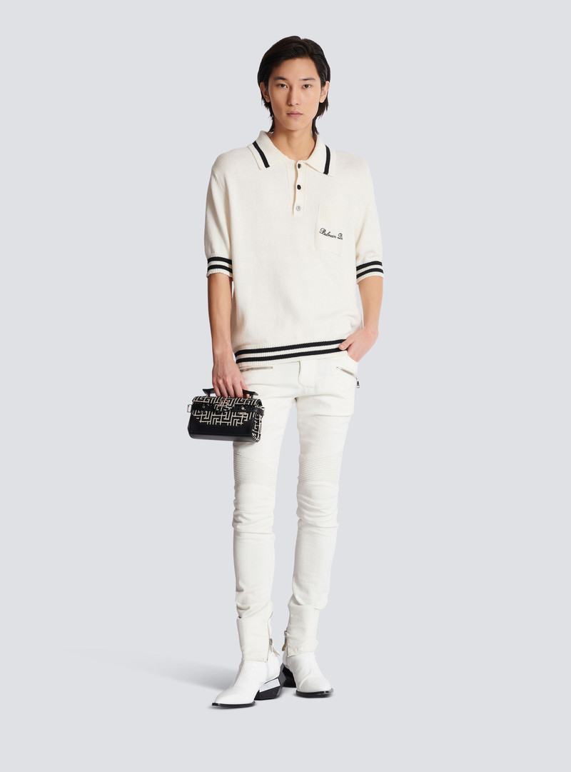 Balmain Wool polo shirt with Balmain Signature embroidery outlook