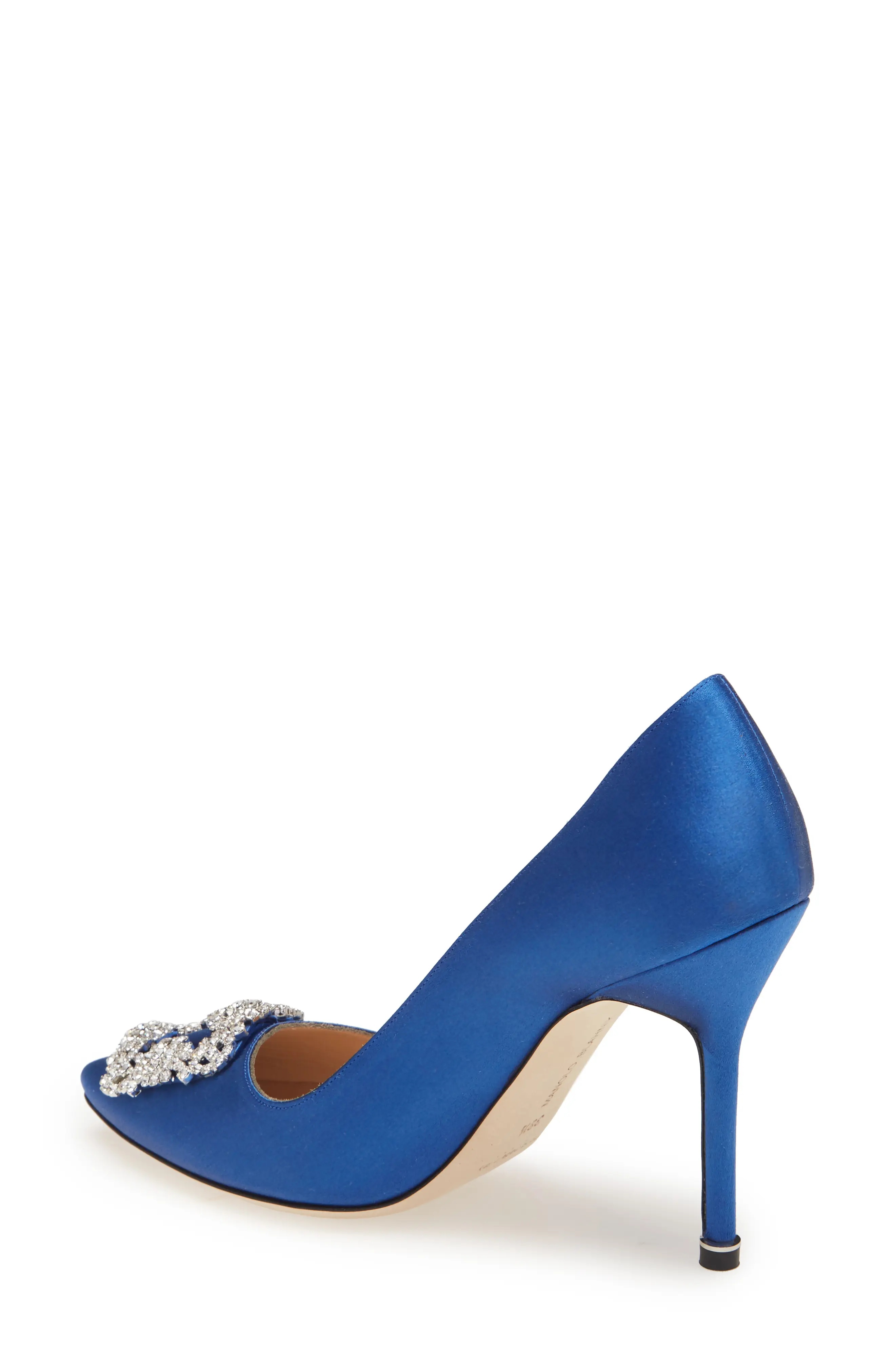 Hangisi Pointed Toe Pump in Blue Satin/Clear - 2