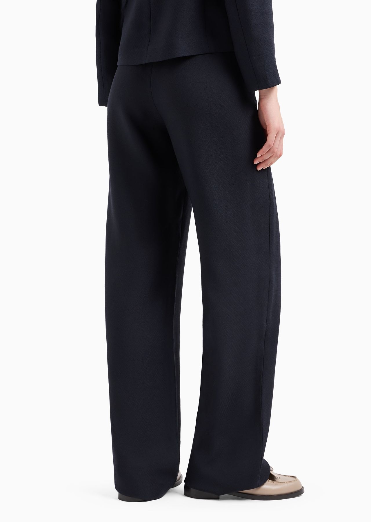 Icon chevron virgin wool blend trousers with an elasticated waist - 3