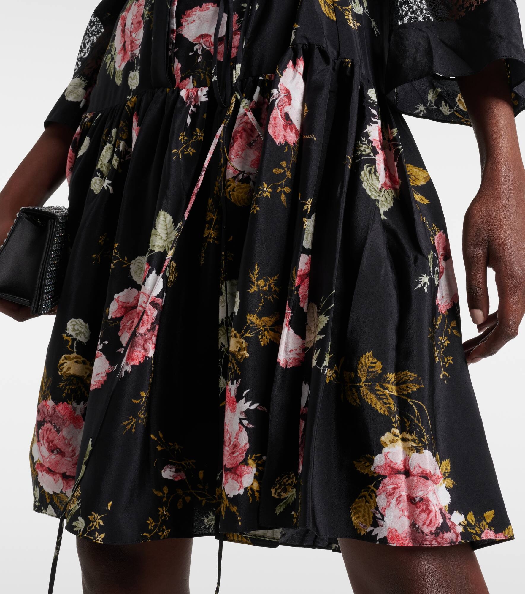 Floral silk crêpe de chine minidress - 6