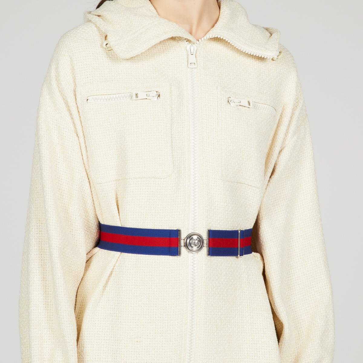Tweed hooded jacket with belt - 3
