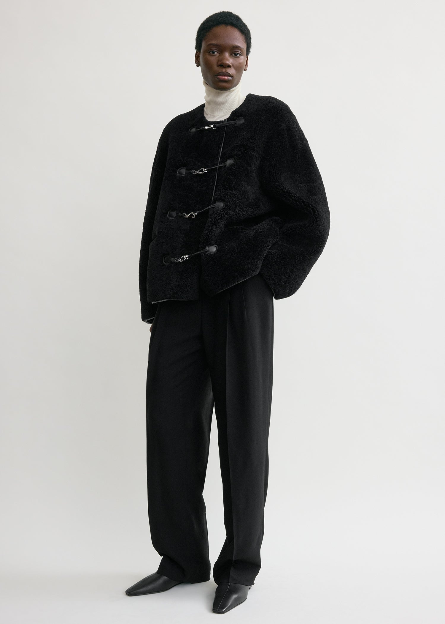 Teddy shearling clasp jacket black - 3