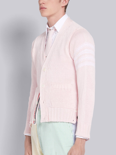 Thom Browne Pink Cotton Dolphin Intarsia V-Neck 4-Bar Cardigan outlook