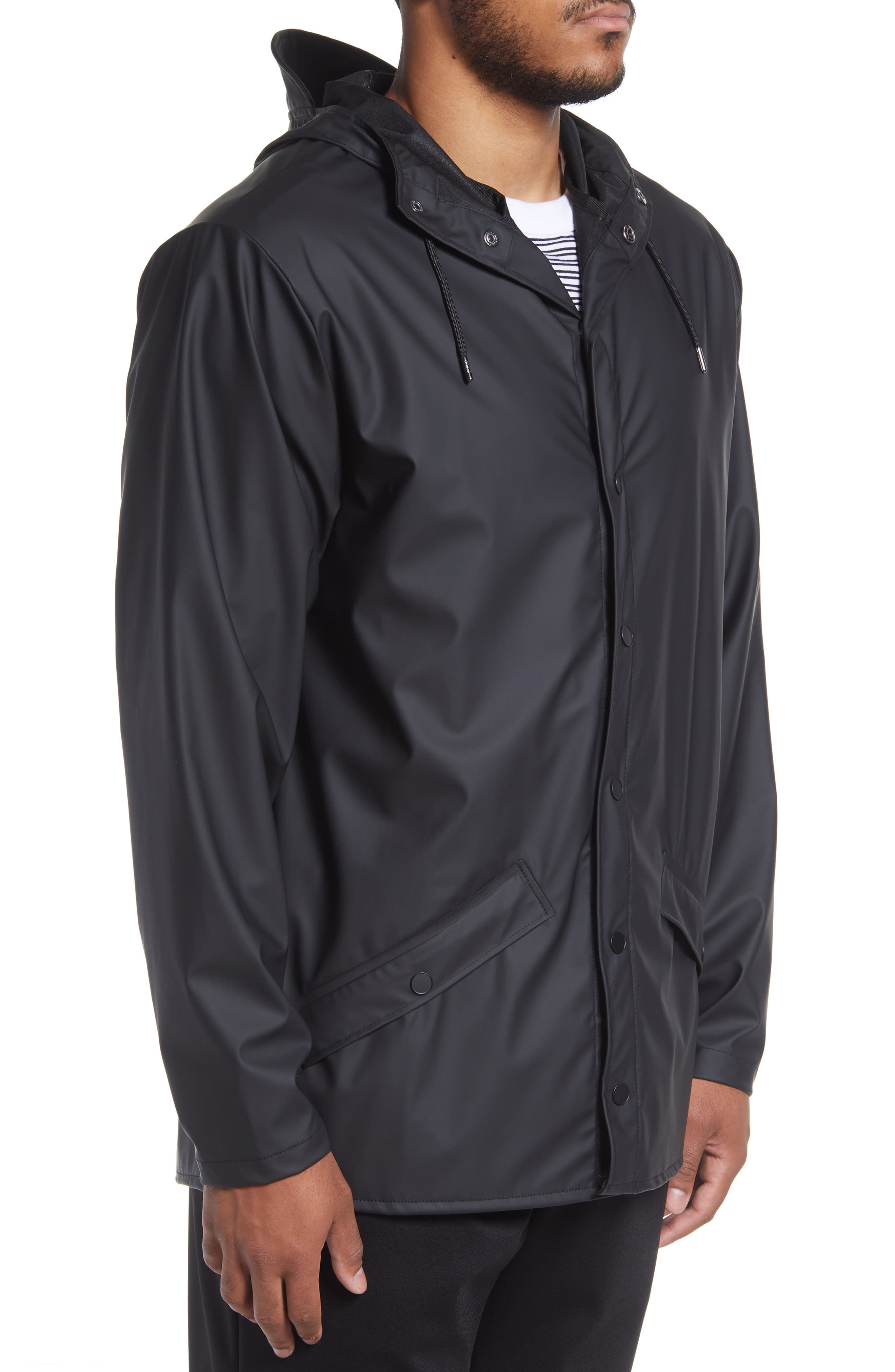 Rains Waterproof Longline Jacket in Black at Nordstrom - 3
