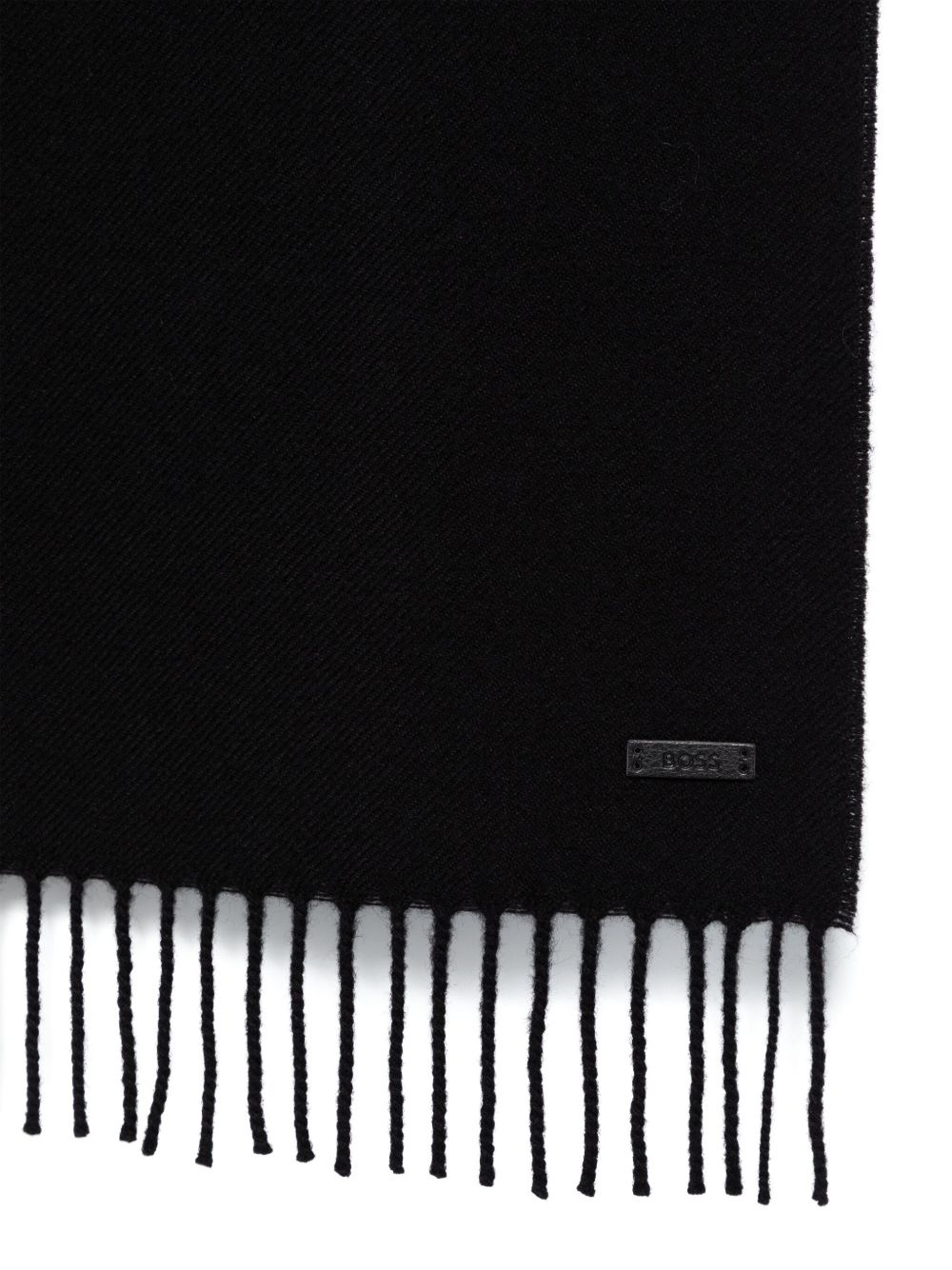 logo-patch fringed scarf - 2