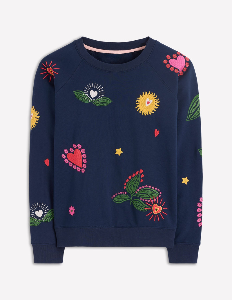 Rosa Embroidered Sweatshirt-Navy, Multi Embroidery 1