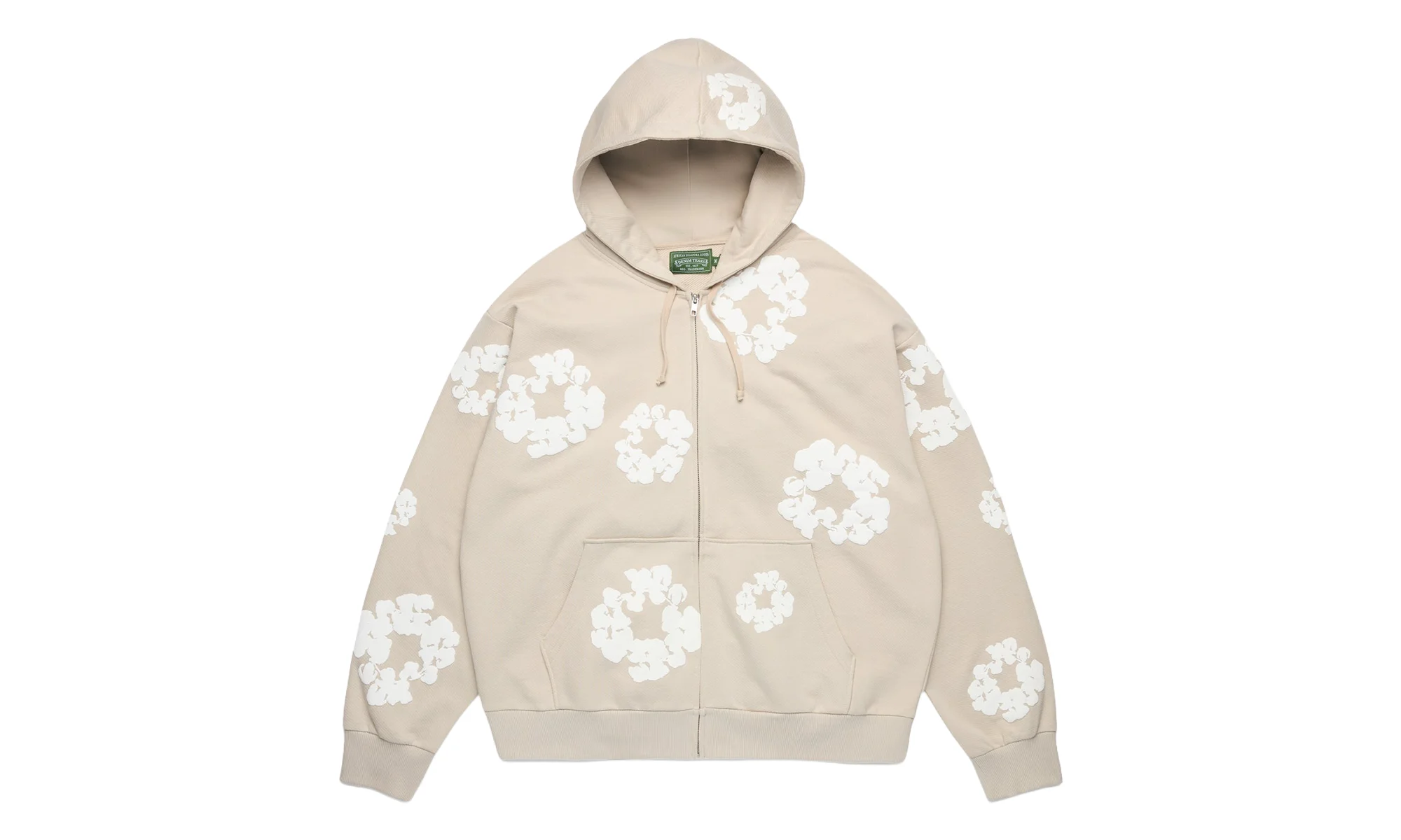 Cotton Wreath Zip Hoodie "Cream" DT613 - 1