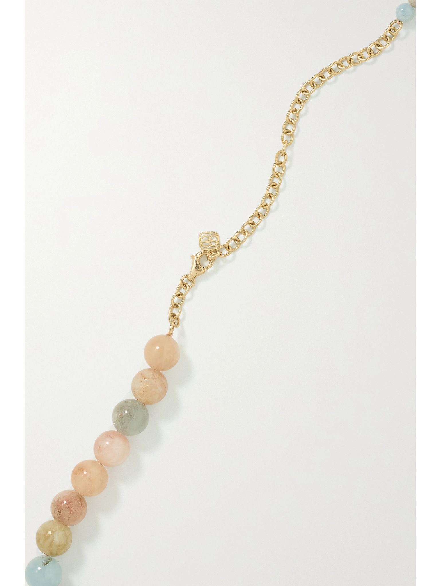 Large Scallop Heart 14-karat gold, morganite and diamond necklace Baby pink - 3