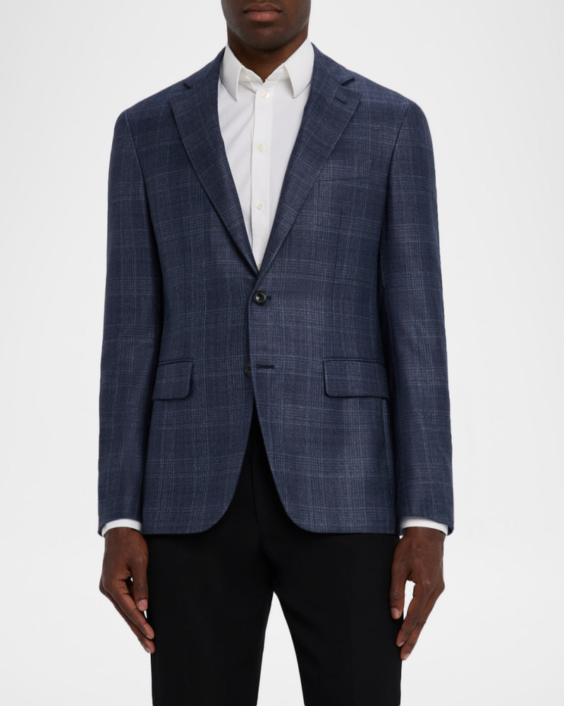 Canali Men's Tonal Plaid Wool Stretch Sport Coat outlook