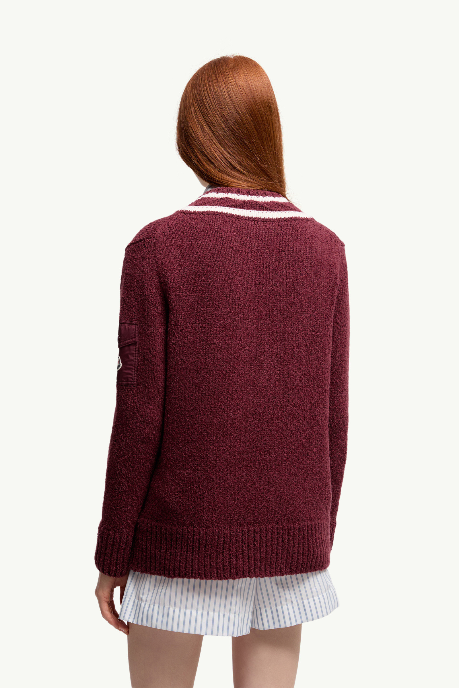 Padded V-Neck Cotton & Wool Blend Sweater - 5