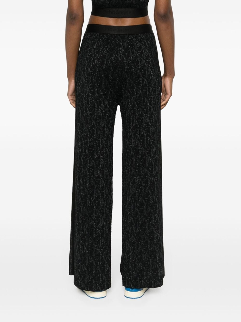 wide-leg monogram-jacquard trousers - 4