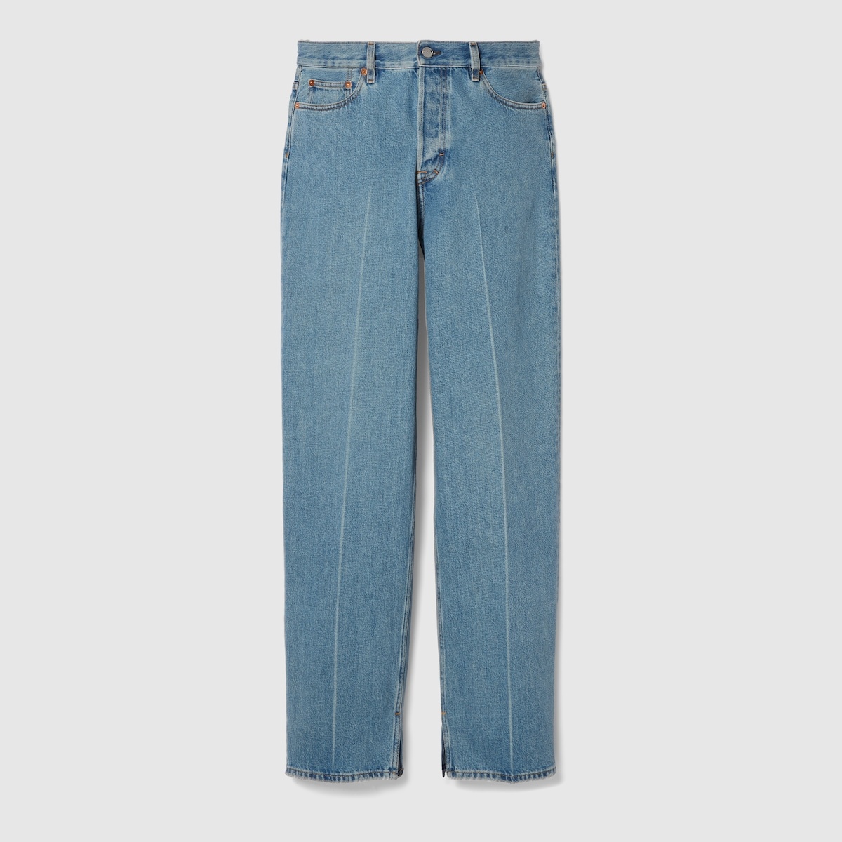 Denim pant with Gucci label - 1