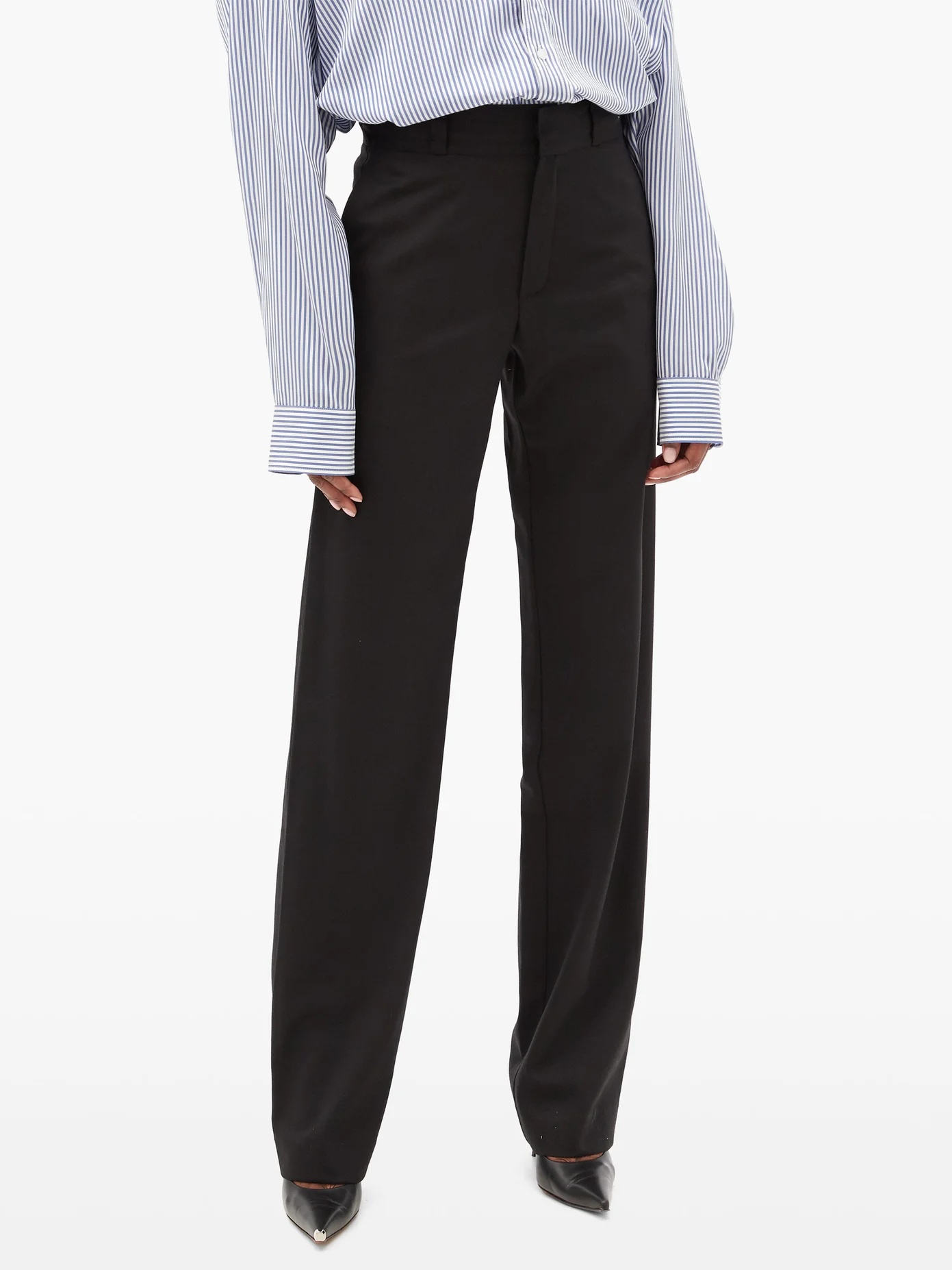 High-rise wool-blend trousers - 6