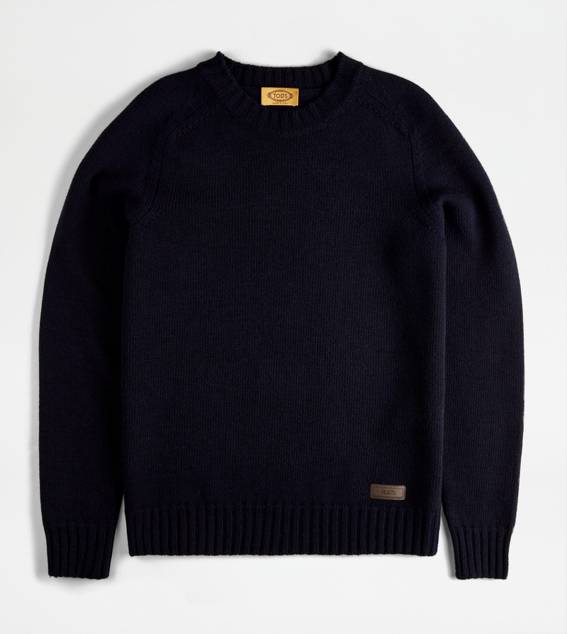 CASHMERE BLEND ROUND NECK JUMPER - BLUE 1