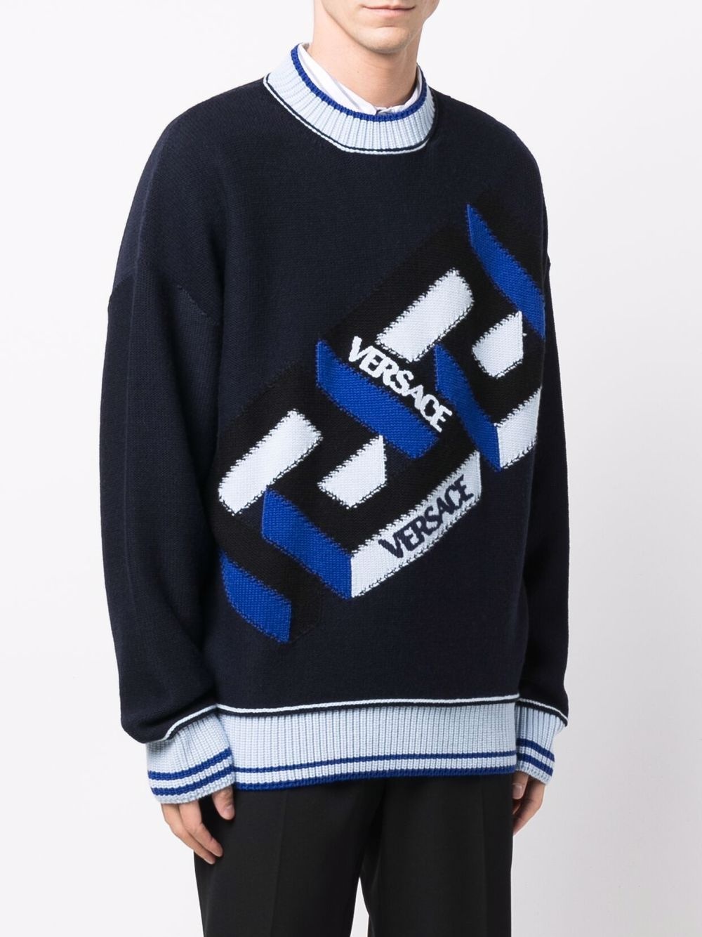 logo-print crew neck jumper - 3