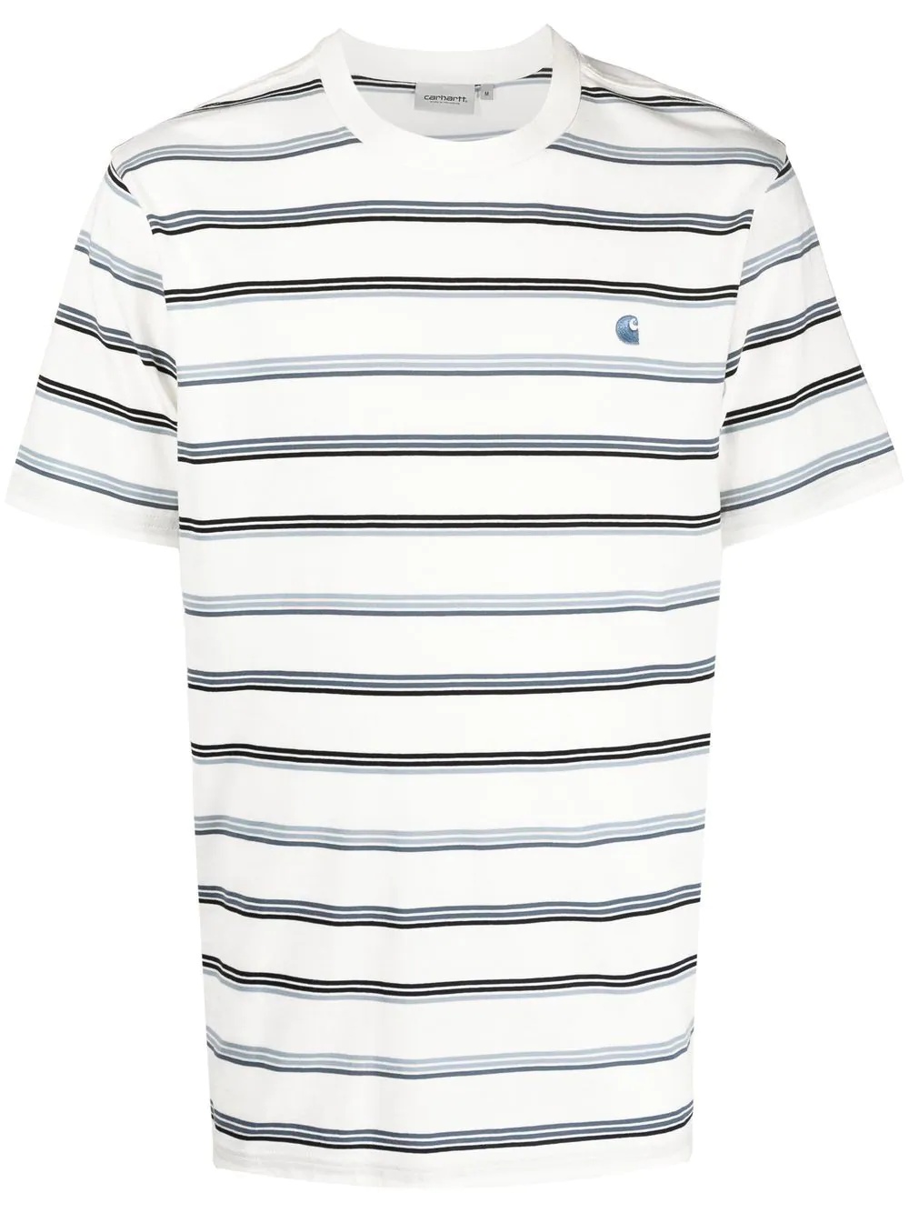 logo-embroidered striped T-shirt - 1