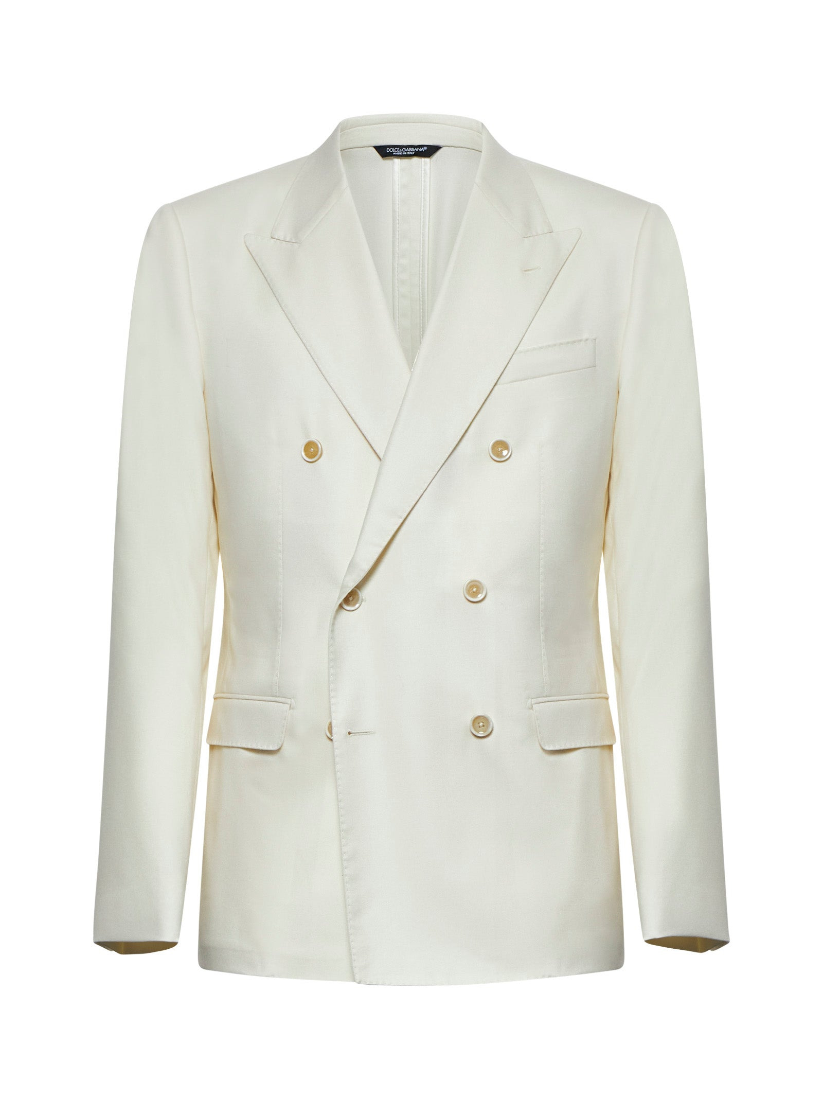 Dolce & Gabbana Men Ivory Flannel Double-Breasted Blazer - 1