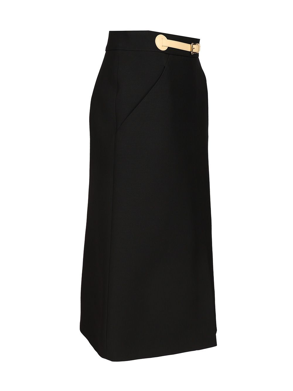 Skirt - With Leather Details | Solid | Crepe Couture Skirts Black - 3