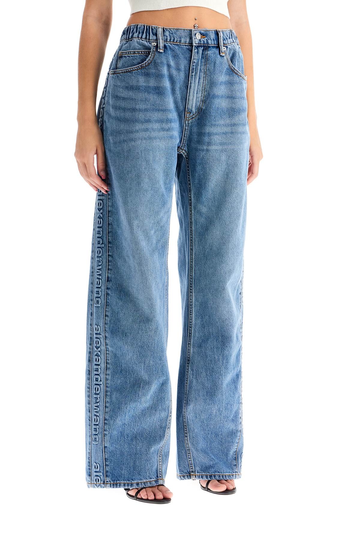 WIDE LEG JEANS WITH BRANDED STRIPES - 3