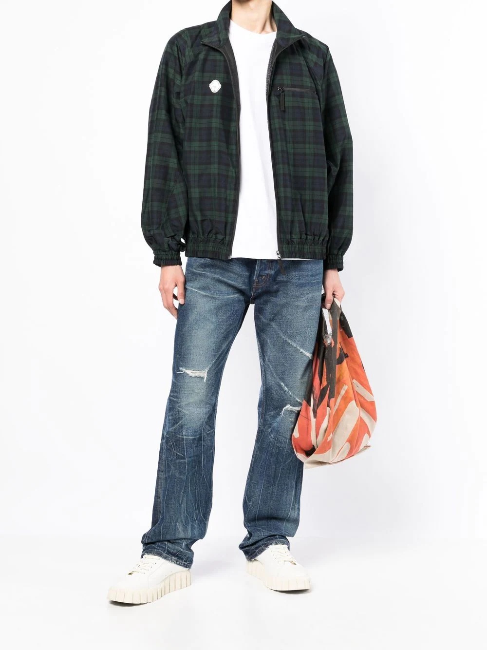 check-pattern bomber jacket - 2