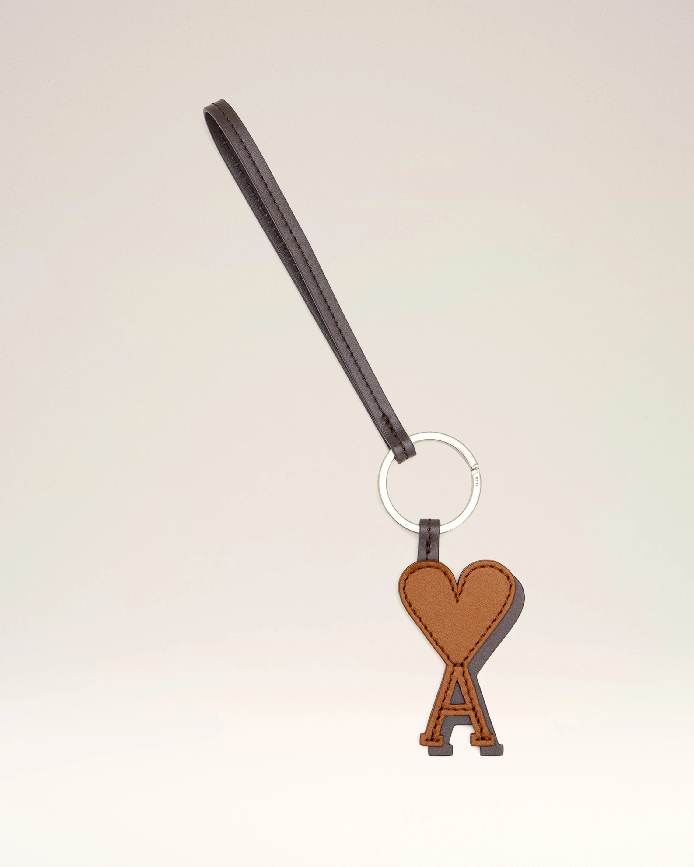 BROWN LEATHER AMI DE COEUR KEYRING - 1