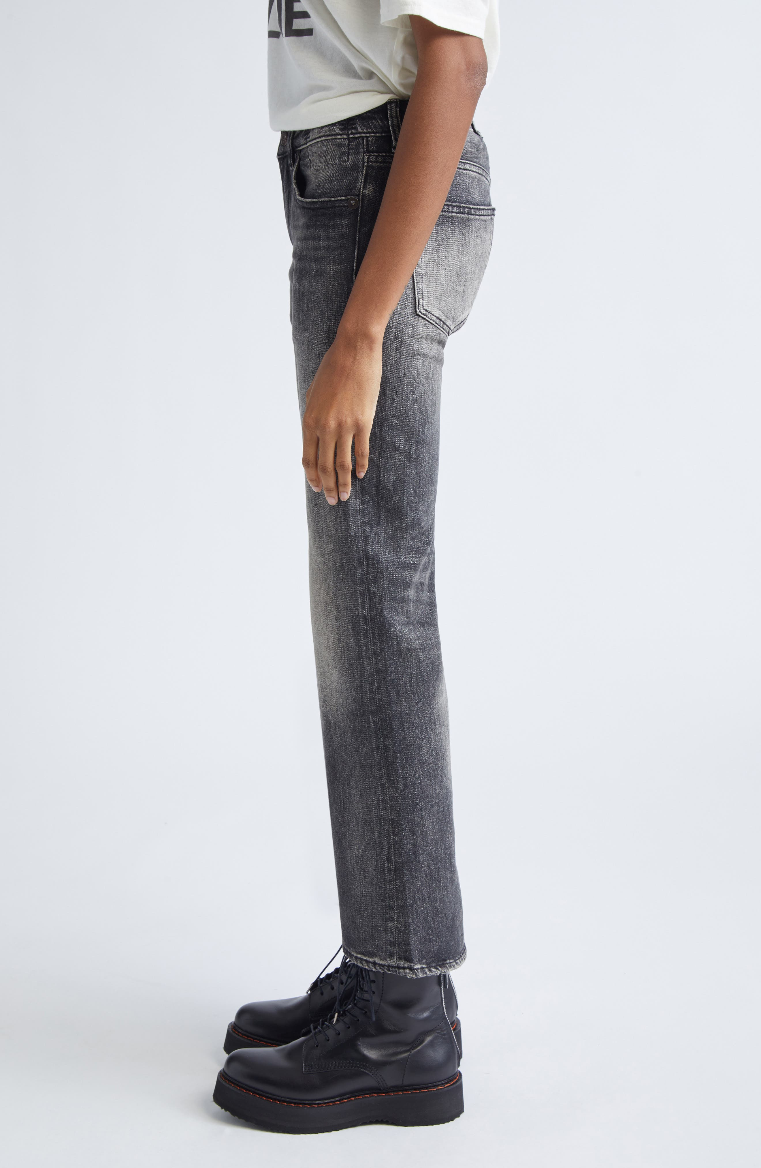 R13 Joan Kick Flare Jeans in Kennet Black Stretch at Nordstrom - 3